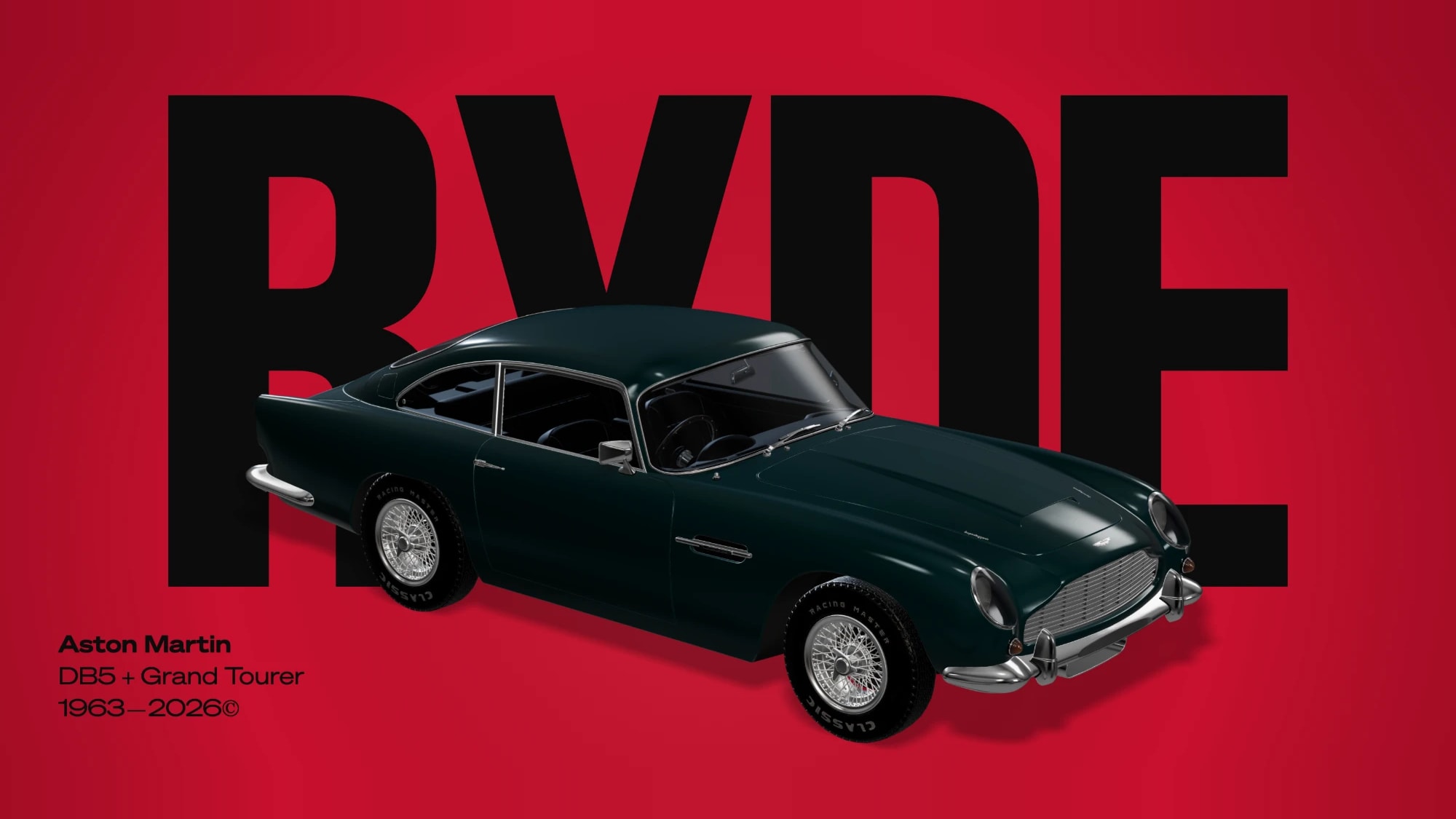 RYDE poster with an Aston Martin DB5 Grand Tourer
